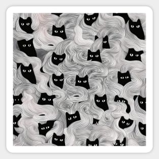 Black and White Liquid Cats Pattern Sticker